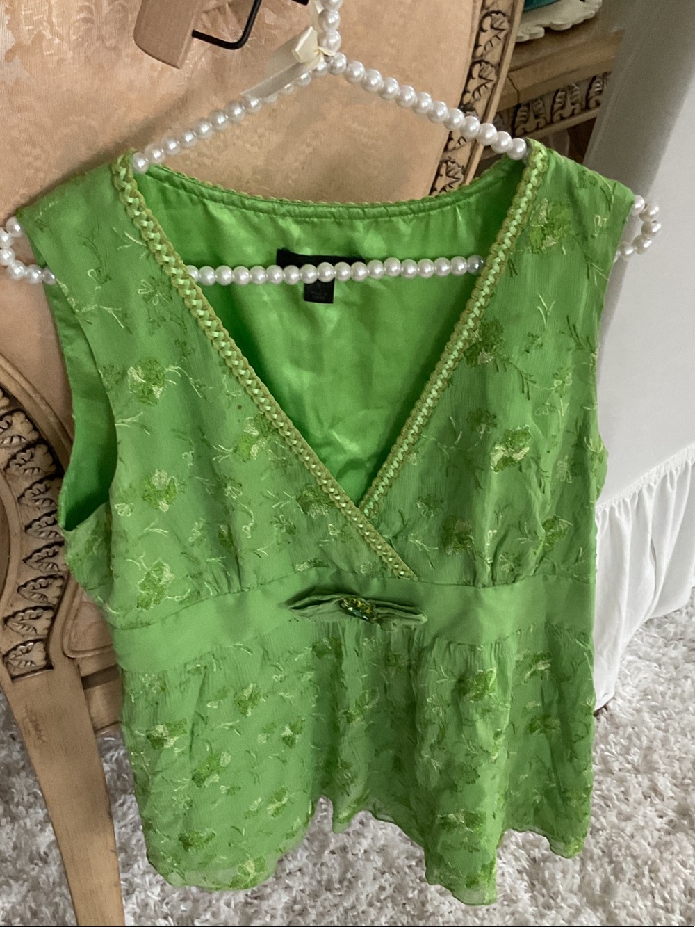 Express Green Embroidered V-Neck Camisole